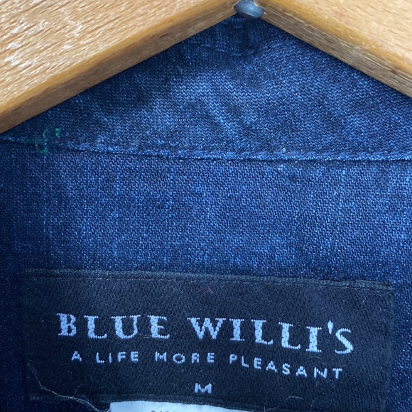 Blue Willi’s Jacket Embroidered Palm Leaf Back in Wool & Denim Size: Medium - Picture 4 of 4
